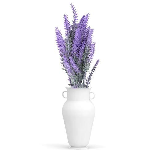 Caskunbsy Künstliche Blumen, 4 Stück künstliche Seide Lavendel Blumenstrauß, Beflockter Kunststoff, Faux Flowers, für Haus und Garten Hochzeitsfeier Dekor, Vase Nicht Enthalten von Caskunbsy