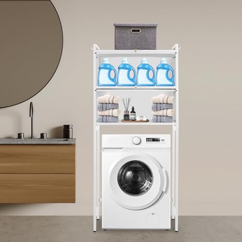 Caskunbsy Regal Waschmaschine,Waschmaschine Schrank,Waschmaschine Speicher Regal Hält 110,23 lbs., Wäscheraum Speicher Organizer,für Küchen, Bäder,Waschküchen,Garagen (Weiß) von Caskunbsy