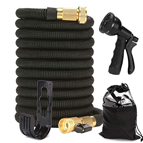 Dehnbarer Gartenschlauch 10-30m flexibler wasserschlauch mit 8-fach Sprühpistole, 12Bar Druckfest, TPE+2500D Polyester（Schwarz） von Caskunbsy