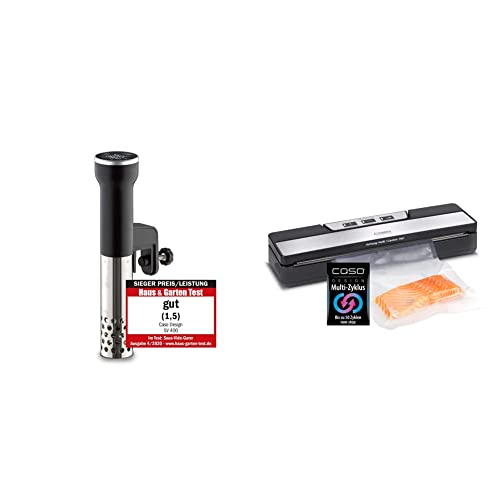 CASO 1310 SV400 Sous Vide Stick, für Behälter bis 20l Volumen, 25-90°C in 0,5°C Schritten & 1520 VR 190 advanced Vakuumierer - Folienschweißgerät mit 2,5 mm starker Schweißnaht von Caso