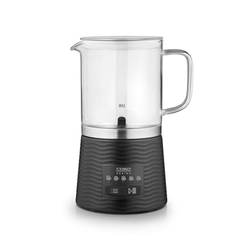CASO CappuLatte - elektrischer Milchaufschäumer, cremiger Milchschaum, Milchschäumer heiß & kalt, Kakao, heiße Schokolade, abnehmbarer Glasbehälter, spülmaschinengeeignet, 5 Funktionen von Caso