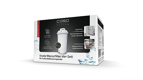 CASO Ersatz-Wasserfilter (6er-Set) - für Heisswasserspender, Verbesserung der Wasserqualität, Reduzierung von Kalk, Chlor und Schadstoffen, 5-schichtiges Filtrationsprinzip von Caso