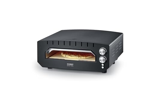 CASO PizzaChef 400° - Pizza Ofen, elektrisch, für Pizza, Pinsa, Flammkuchen, 400°C heißer Steinofen, 33x33 cm Pizzastein aus Cordierit, Edelstahlinnenraum, fertige Pizza in 2-3 Minuten von Caso