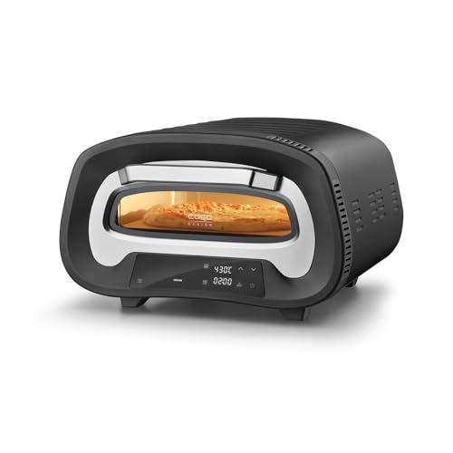 CASO PizzaChef 430° - Pizzaofen, 80-430°C, 8 Automatikprogramme, Cordierit Pizzastein (33x33cm), einstellbare Heizelemente, Innenraumbeleuchtung, Timer, Edelstahl-Design von Caso