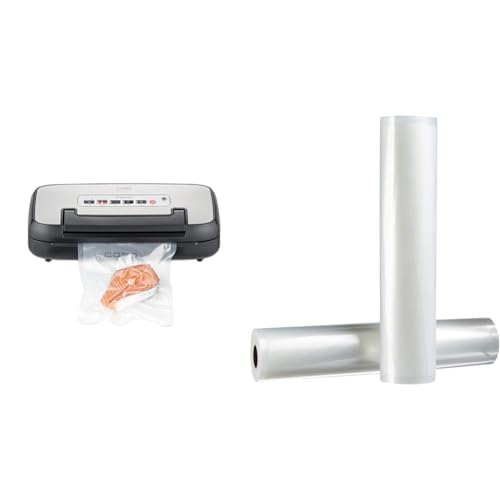 CASO VRH 590 advanced Vakuumierer - bis 125 Vakuumiervorgänge non-stop & Amazon Basics 28 cm x 500 cm, 2 Rollen für Vakuumierer von Caso