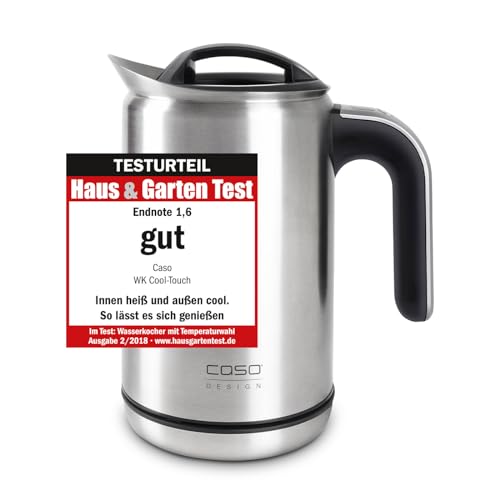 CASO WK Cool Touch - Wasserkocher aus Edelstahl, Temperaturbereich 40-100°C (in 5°C Schritten), mit doppelwandigem Gehäuse - wird außen nicht heiß, Warmhalte-Funktion, 1 Liter, 1800 Watt von Caso