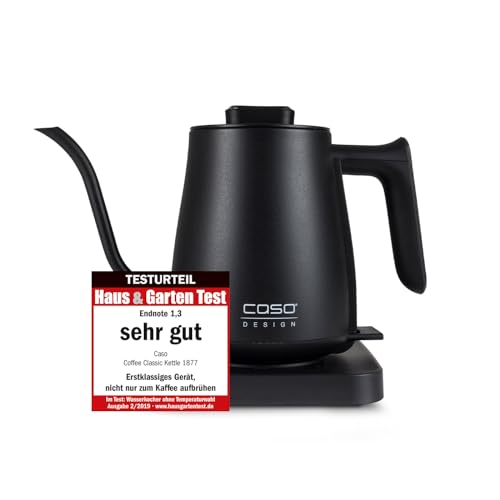 CASO Coffee Classic Kettle – elektrischer Wasserkocher, hochwertiges matt schwarzes Design mit geschwungenem Wasserausguss, Edelstahl-Innenraum, ideal für die Tee- und Kaffeezubereitung von Caso