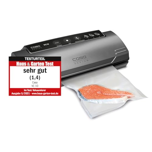 Caso VC 10 Plus Edition - inkl. großem Zubehör Set, 30 cm Schweißnaht, variable Vakuumstärke, Vakuumpumpe 9 L / min, grau, silber , 1er Pack von Caso