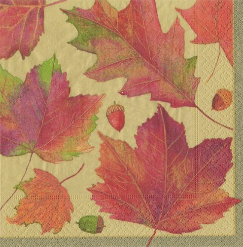 Caspari 13521 C Watercolor Leaves 20 Servietten Cocktail Stoff/Papier Mehrfarbig 12,5 x 12,5 x 0,02 cm von Caspari
