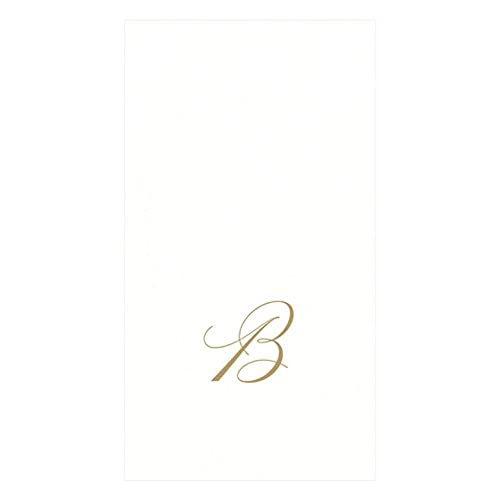 Caspari B, White Pearl Paper Linen Guest Towels, Monogram Initial, Pack of 24 von Caspari