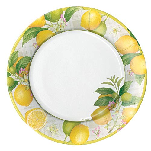 Caspari Citron Abendessen Teller 8 Stück, Papier, gelb, 25,4 x 3 x 25,4 cm von Caspari