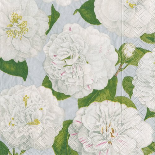 Caspari Entertaining mit Camellia Garten Abendessen Serviette, Papier, Silber, 3 X 0,45 X 25,4 cm von Caspari