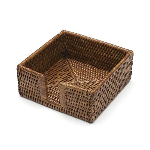 Caspari HC01 Halter für Cocktial-Servietten, Rattan und Korb, braun, 25 x 25 cm von Caspari