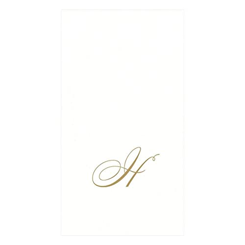 Caspari Monogramm-Gästehandtücher aus Papier, mit Initiale H, White Pearl, 24 Stück von Caspari