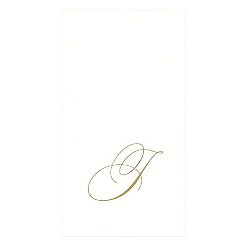 Caspari Monogramm-Gästehandtücher aus Papier, mit Initiale J, White Pearl, 24 Stück von Caspari