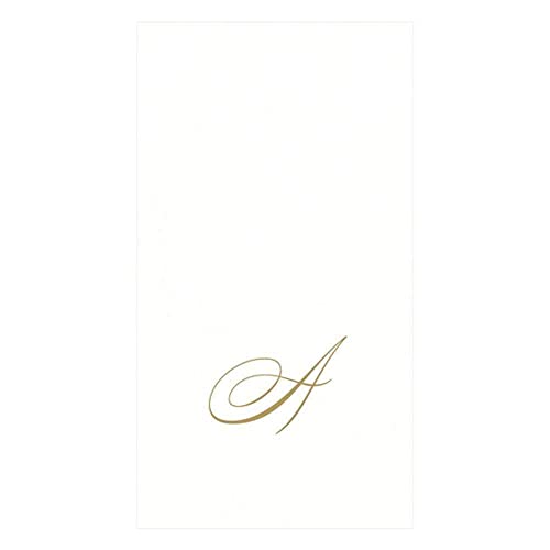 Caspari Monogramm-Papierhandtücher, mit Initiale A, White Pearl, 24 Stück von Caspari