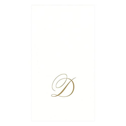 Caspari Monogramm-Papierhandtücher, mit Initiale D, White Pearl, 24 Stück von Caspari