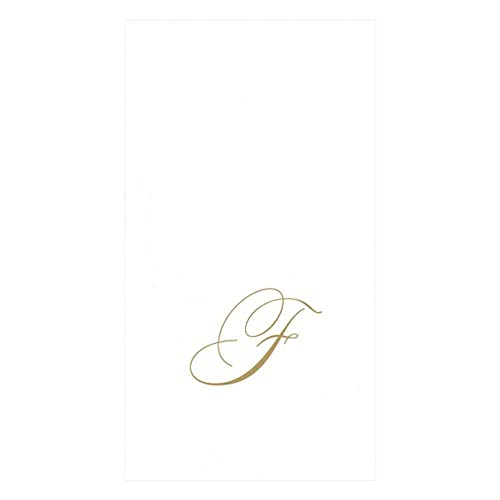Caspari Monogramm-Papierhandtücher, mit Initiale F, White Pearl, 24 Stück von Caspari