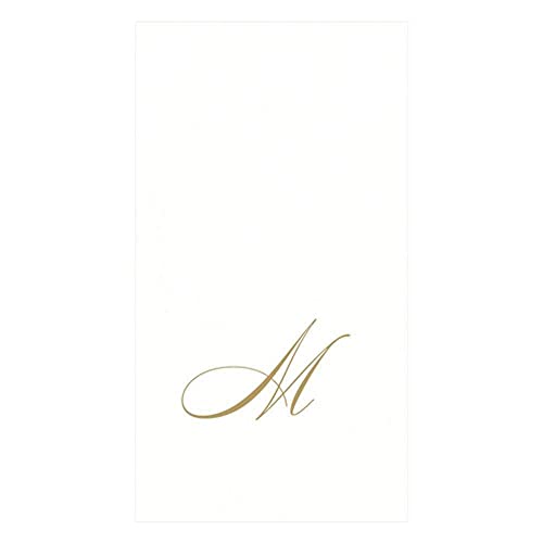 Caspari Monogramm-Papierhandtücher, mit Initiale M, White Pearl, 24 Stück von Caspari