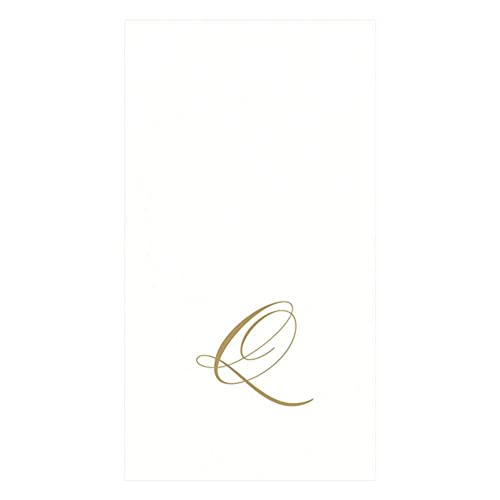 Caspari Monogramm-Papierhandtücher, mit Initiale Q, White Pearl, 24 Stück von Caspari