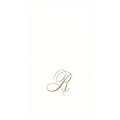 Caspari Monogramm-Papierhandtücher, mit Initiale R, White Pearl, 24 Stück von Caspari