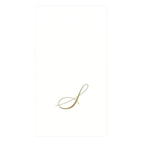 Caspari Monogramm-Papierhandtücher, mit Initiale S, White Pearl, 24 Stück von Caspari