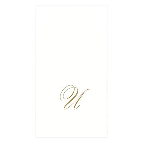 Caspari Monogramm-Papierhandtücher mit Initiale U, White Pearl, 24 Stück von Caspari
