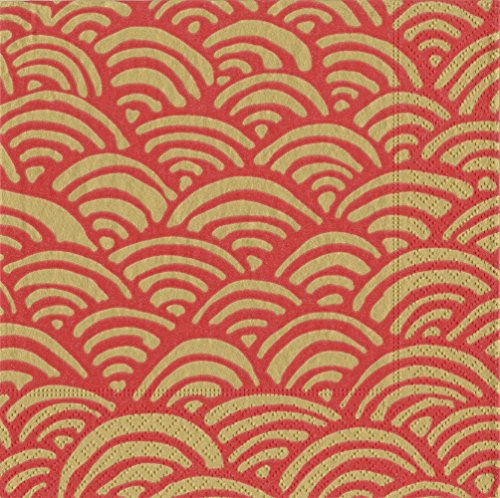 Caspari Servietten, Lulu, 20 Stück, Textil, rot, 20x20x0.02 cm von Caspari