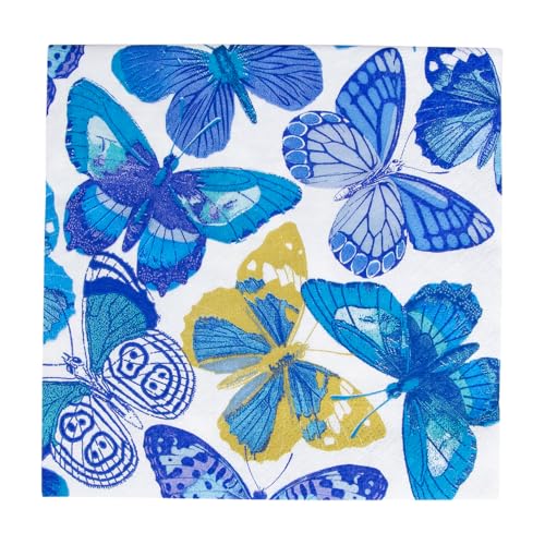 Caspari Servietten mit Schmetterlingen, Blau, 20 Stück pro Packung Caspari Servietten mit Schmetterlingen, Blau, 20 Stück pro Packung von Caspari