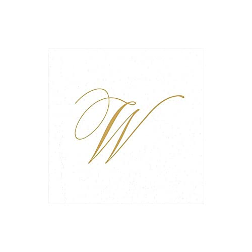 Entertaining with Caspari White Pearl Paper Linen Cocktail Napkins, Monogram Initial W, Pack of 30 von Caspari