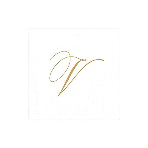 Entertaining with Caspari Cocktailservietten, Monogramm Initiale V, Weiß, 30 Stück Entertaining with Caspari Cocktailservietten, Monogramm Initiale V, Weiß, 30 Stück von Caspari