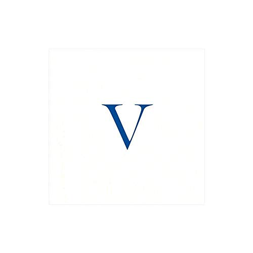 Entertaining with Caspari Navy Initial V Pearl Paper Linen Cocktail Napkins (30 Pack), White von Caspari