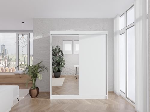 Caspian 24 Kleiderschrank Weiß Garderobenschrank mit Spiegel, Zwei Schubladen - 100x205 cm Caspian 24 Kleiderschrank Weiß Garderobenschrank mit Spiegel, Zwei Schubladen - 100x205 cm von Caspian24