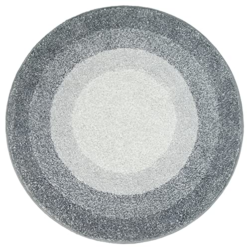 Castage Graue Badezimmerteppiche, klein, rund, Badematte, rutschfest, modern, Boho-Kreis, Badteppich für Badezimmer, Dekoration, saugfähige Mikrofaser, waschbar, Teppich, Silber, 61 cm von Castage