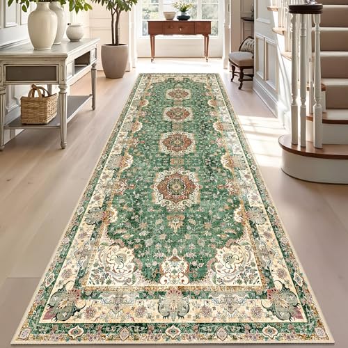 Castage Waschbarer Läufer, 60 x 200 cm, grün, rutschfest, lange Boho-Teppiche für Flur, Küche, Badezimmer, Schlafzimmer, Eingangsbereich, Vintage-Stil, Bohemian-Stil, Used-Look Castage Waschbarer Läufer, 60 x 200 cm, grün, rutschfest, lange Boho-Teppiche für Flur, Küche, Badezimmer, Schlafzimmer, Eingangsbereich, Vintage-Stil, Bohemian-Stil, Used-Look von Castage