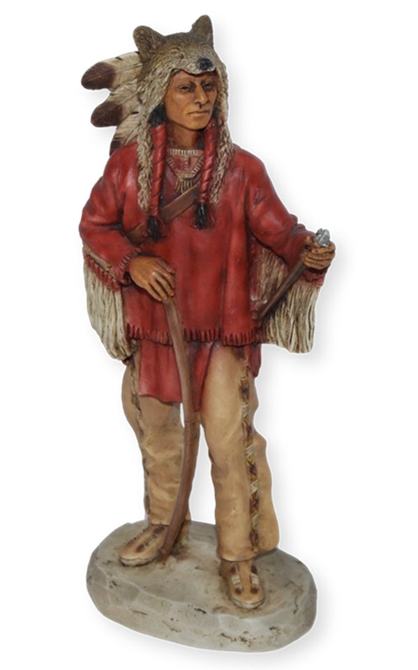Castagna Dekofigur Figur Native American mit Wolfspelz Kopfschmuck H 16,5 cm stehend Dekofigur Castagna von Castagna