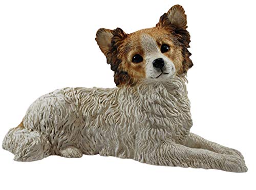 Castagna Kollektion Deko Figur Hund Papillon Welpe Hundefigur liegend aus Resin Höhe 21 cm von Castagna