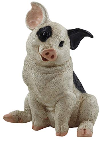 Castagna Kollektion Deko Figur Schwein Ferkel sitzend nach unten schauend gefleckt aus Resin Höhe 22 cm von Castagna