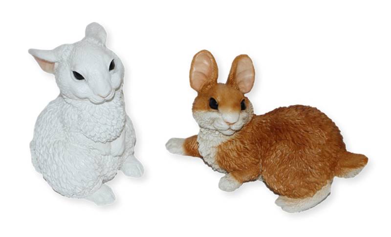 Castagna Tierfigur Deko Figur Hasen sitzend und liegend Kollektion Castagna H 16-19 cm von Castagna