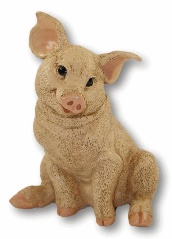 Castagna Tierfigur Dekofigur Tierfigur Schwein Ferkel Schweinchen sitzend natur Kollektion Castagna aus Resin H 22 cm von Castagna