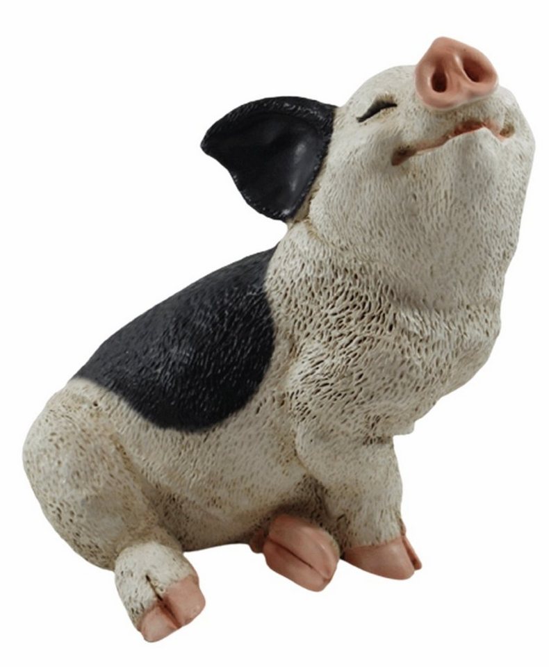 Castagna Tierfigur Figur Schwein Ferkel sitzend nach oben schauend gefleckt Kollektion Castagna aus Resin H 19 cm von Castagna