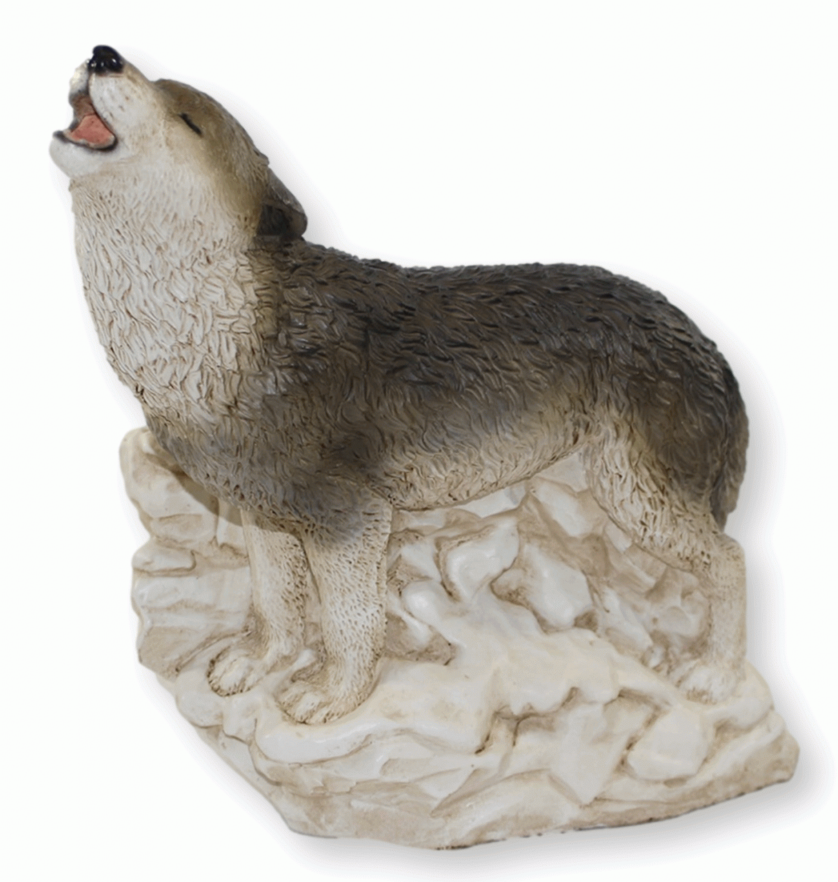 Deko Figur Wolfsfigur Heulender Wolf auf Felsen stehend Kollektion Castagna aus Resin H 29 cm von Castagna