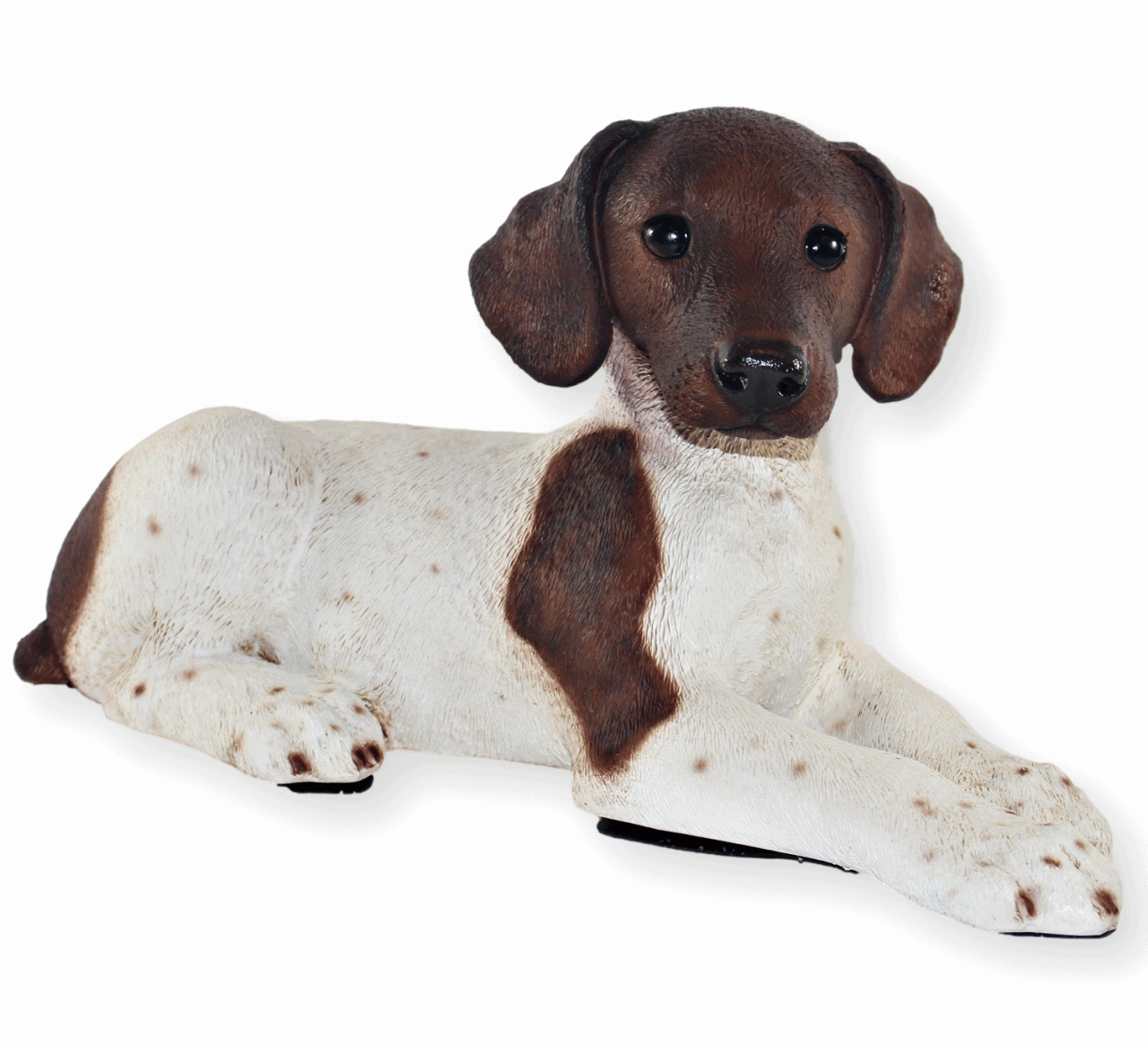 Figur Hund englischer Pointer Hundefigur liegend braun gefleckt Kollektion Castagna Resin H 18 cm von Castagna