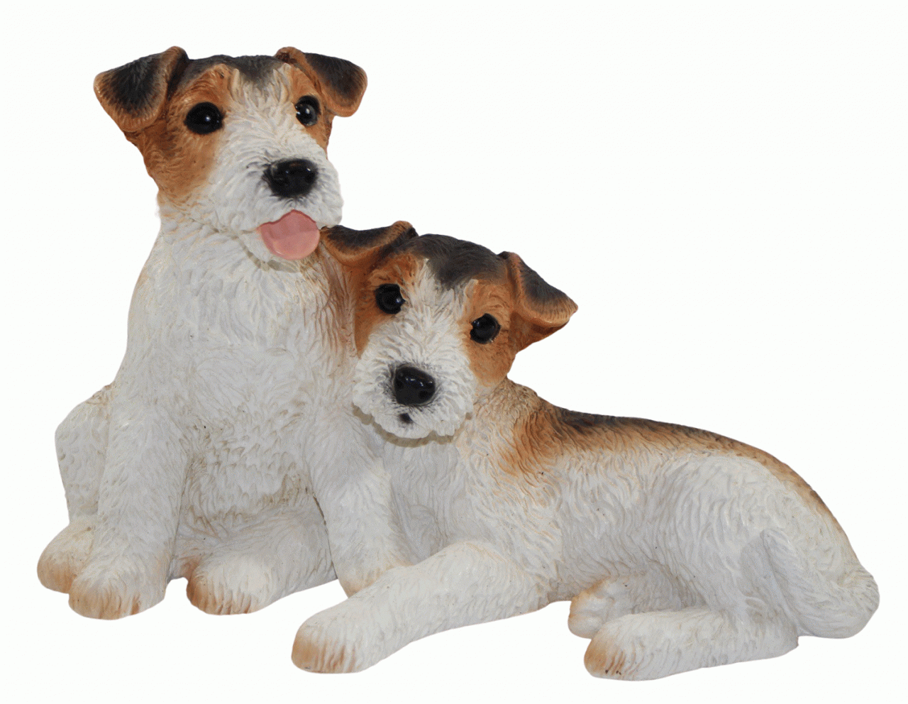 Dekofigur Hund zwei Fox Terrier Welpen Hundefigur sitzend Kollektion Castagna aus Resin H 21 cm von Castagna