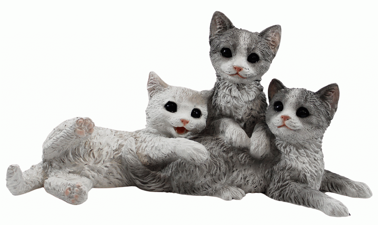 Dekofigur Katze Katzenfigur drei junge Kätzchen sitzend liegend Kollektion Castagna aus Resin H 19cm von Castagna