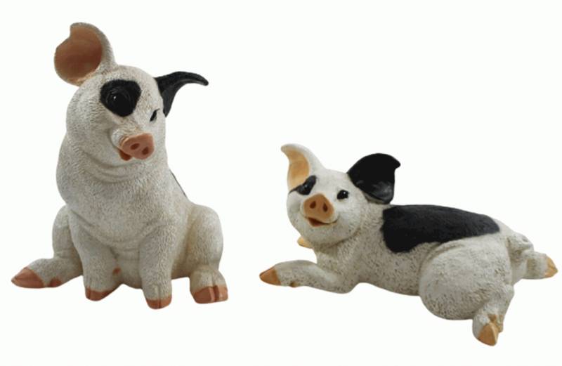 Dekofigur Tierfigur Ferkel Schweinchen 2-er Satz gefleckt Kollektion Castagna aus Resin H 10-22 cm von Castagna