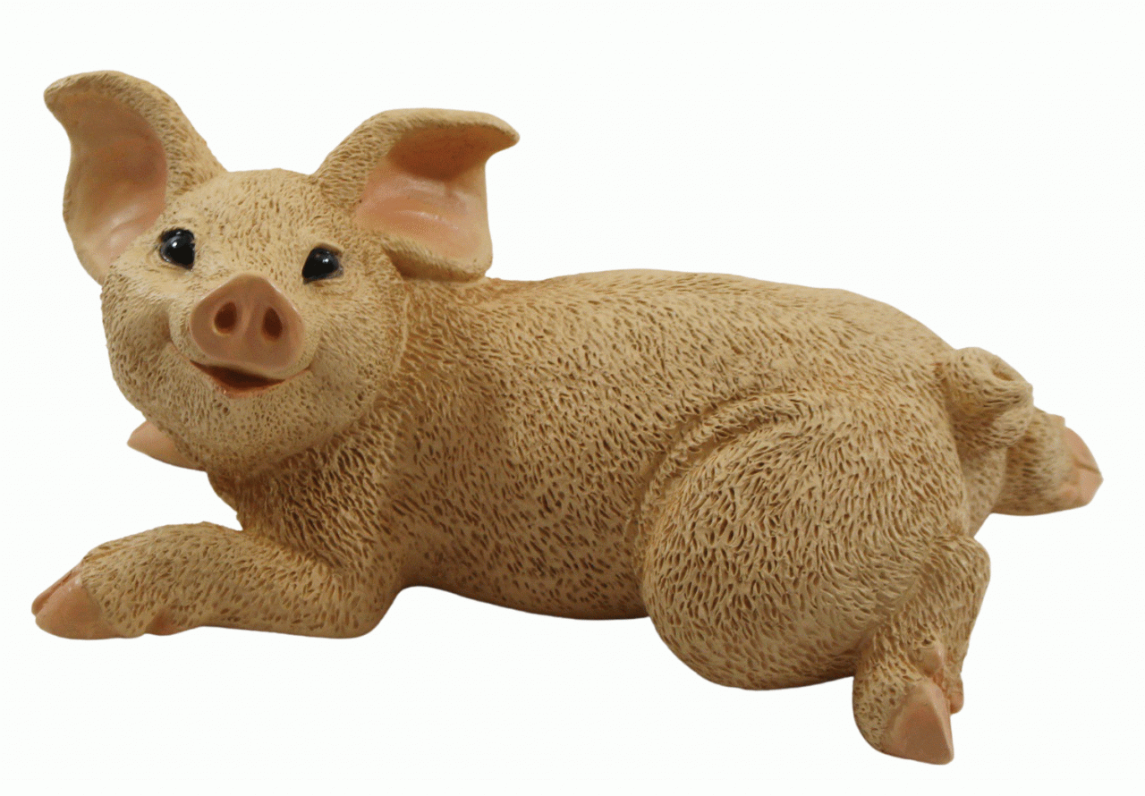 Dekofigur Tierfigur Schwein Ferkel Schweinchen liegend natur Kollektion Castagna aus Resin H 10 cm von Castagna