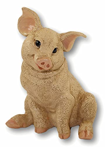 Castagna Dekofigur Tierfigur Schwein Ferkel Schweinchen sitzend Natur Kollektion Resin H 22 cm von Castagna