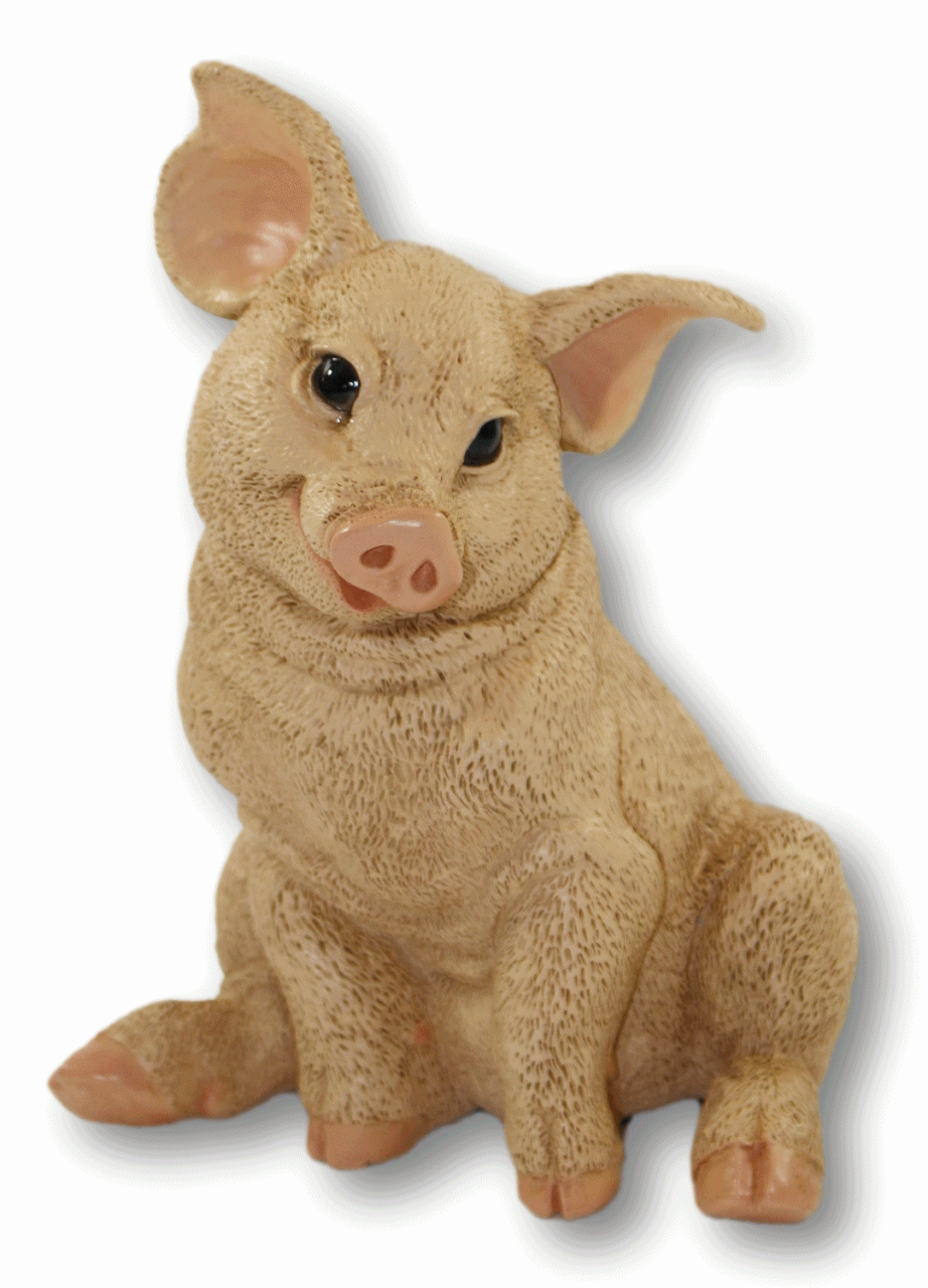 Dekofigur Tierfigur Schwein Ferkel Schweinchen sitzend natur Kollektion Castagna aus Resin H 22 cm von Castagna