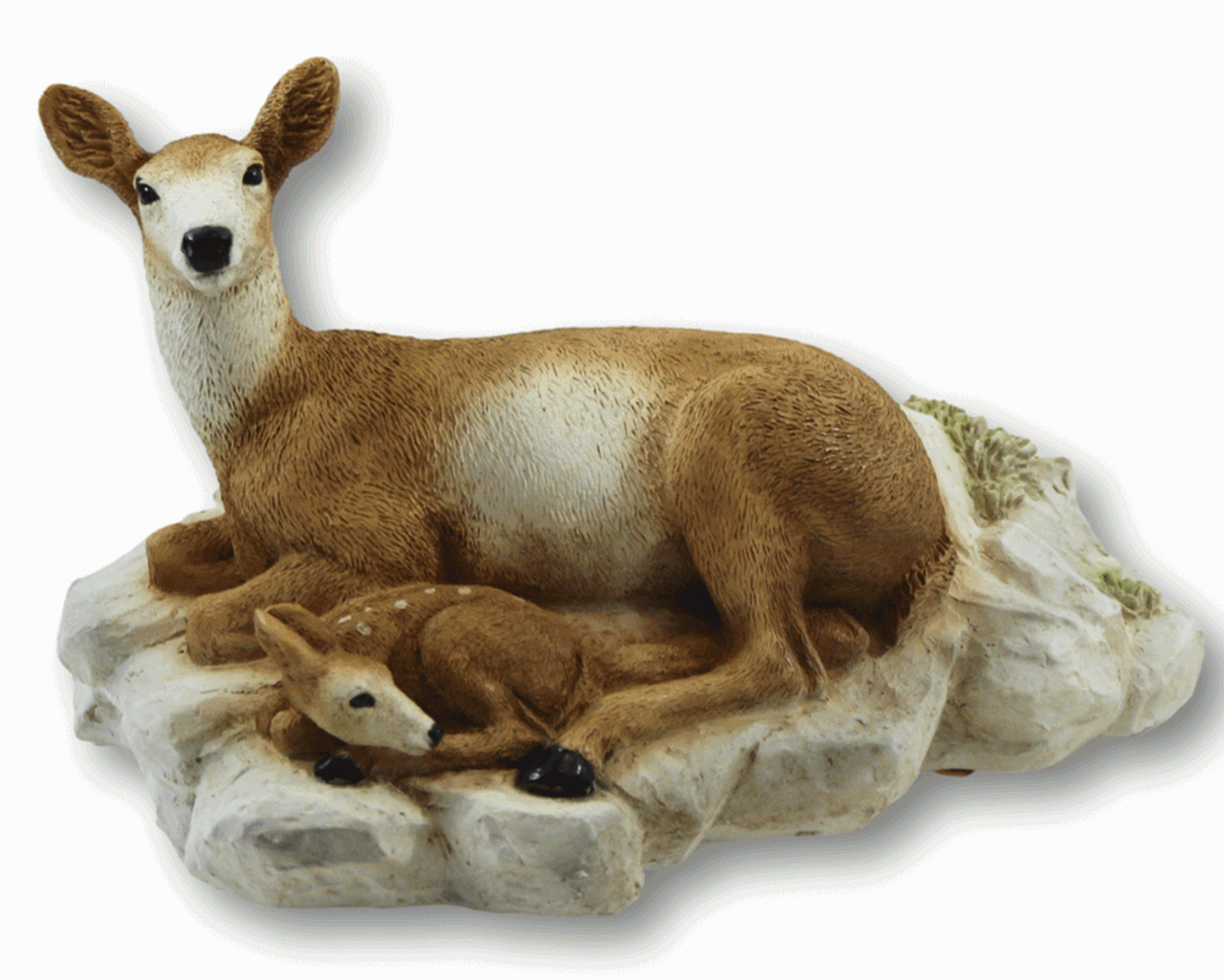 Dekofigur Tierfigur Wildrot Reh mit Bambi Rehkitz liegend Kollektion Castagna aus Resin H 15 cm von Castagna